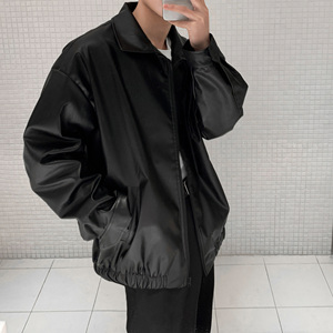 棕色皮衣外套男春秋美式复古潮牌痞帅高级感休闲宽松夹克PY22-P95图片