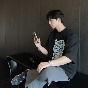 TX33-特P25控382025夏季新款韩版宽松圆领短袖t恤印花T恤潮流