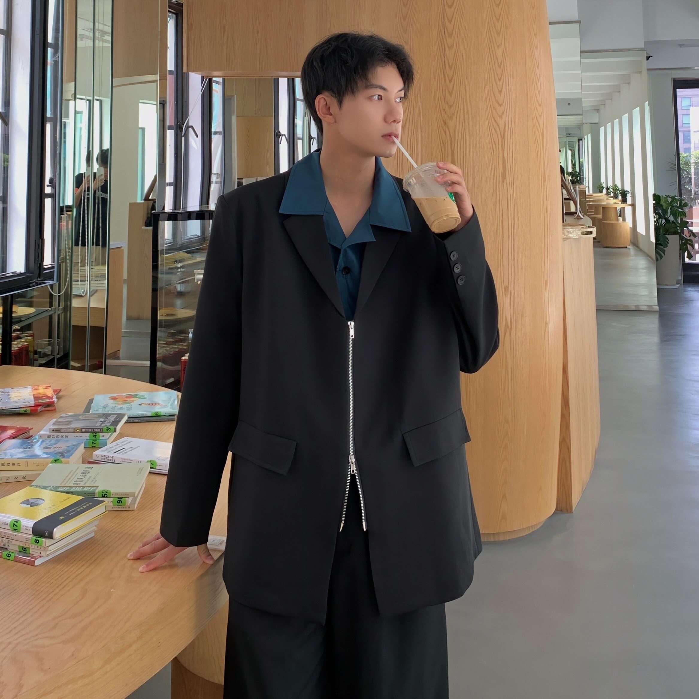 2025秋季新款韩版小西装外套oversize痞帅男士休闲西服F177-P95,男装西服套装,电商A152