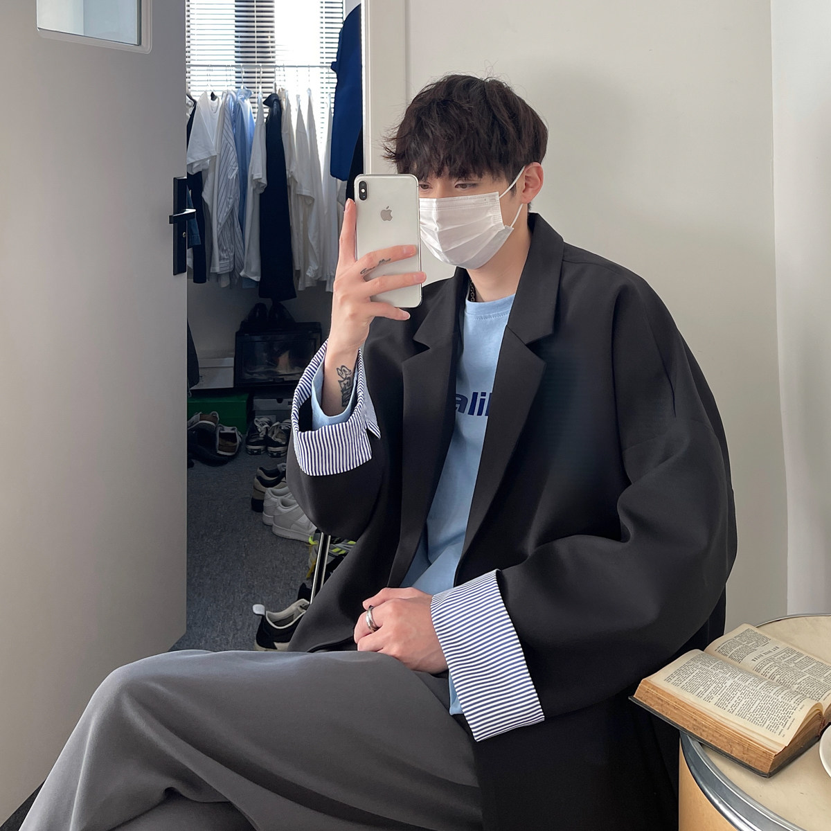 炸街小西装外套西装男高级感痞帅休闲西服春秋衣服大码XF70-P85,男装西服套装,电商A152