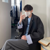 炸街小西装外套西装男高级感痞帅休闲西服春秋衣服大码XF70-P85，男装西服套装，电商A152