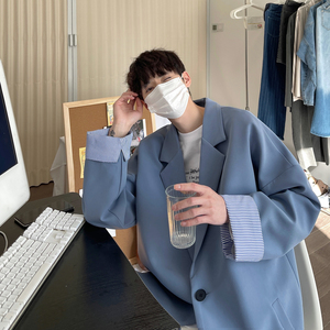炸街小西装外套西装男高级感痞帅休闲西服春秋衣服大码XF70-P85图片