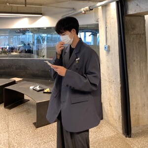 小西装外套男春秋ins痞帅高级感男装oversize休闲西服F107-P95图片