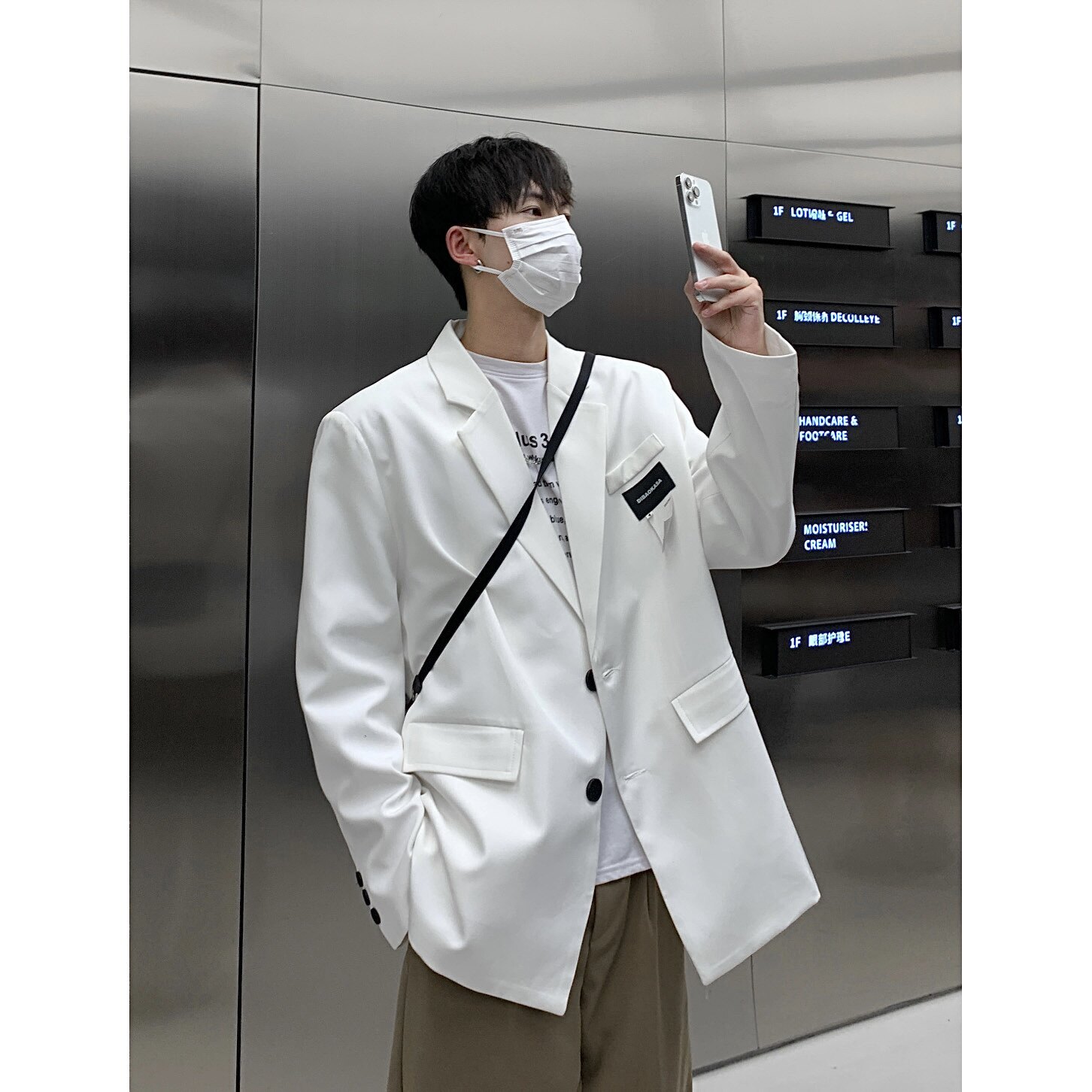 白色外套男高级感炸街西装男oversize港风休闲小西服大码F120-P95,男装西服套装,电商A152