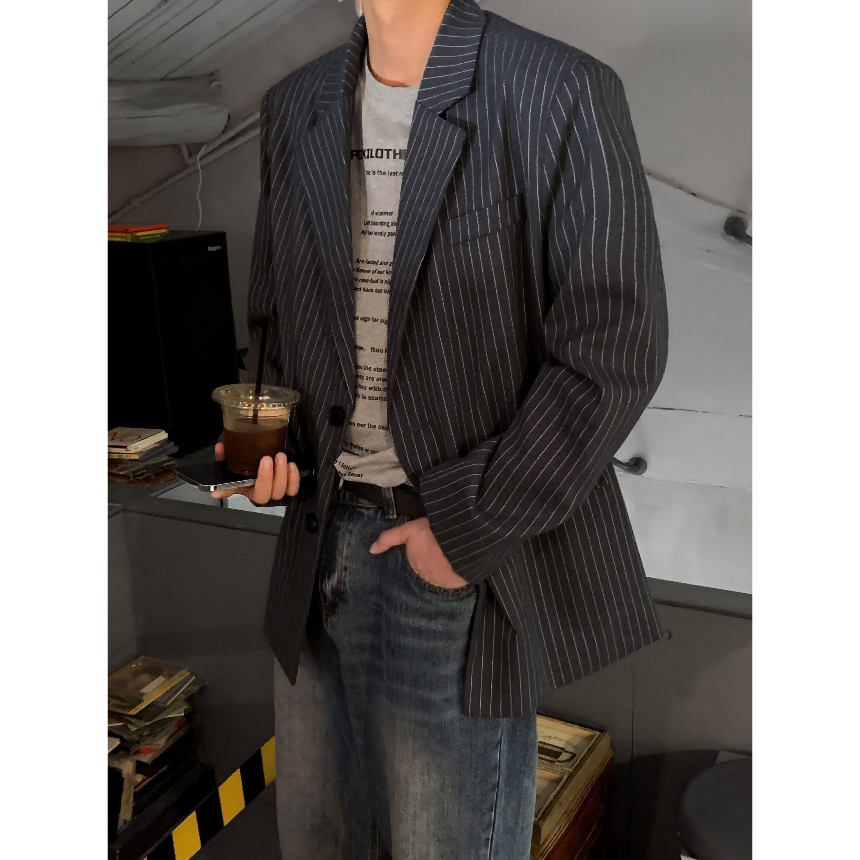 春秋男士休闲西服小西装潮ins单西外套痞帅宽松大码韩版F178-P95,男装西服套装,电商A152