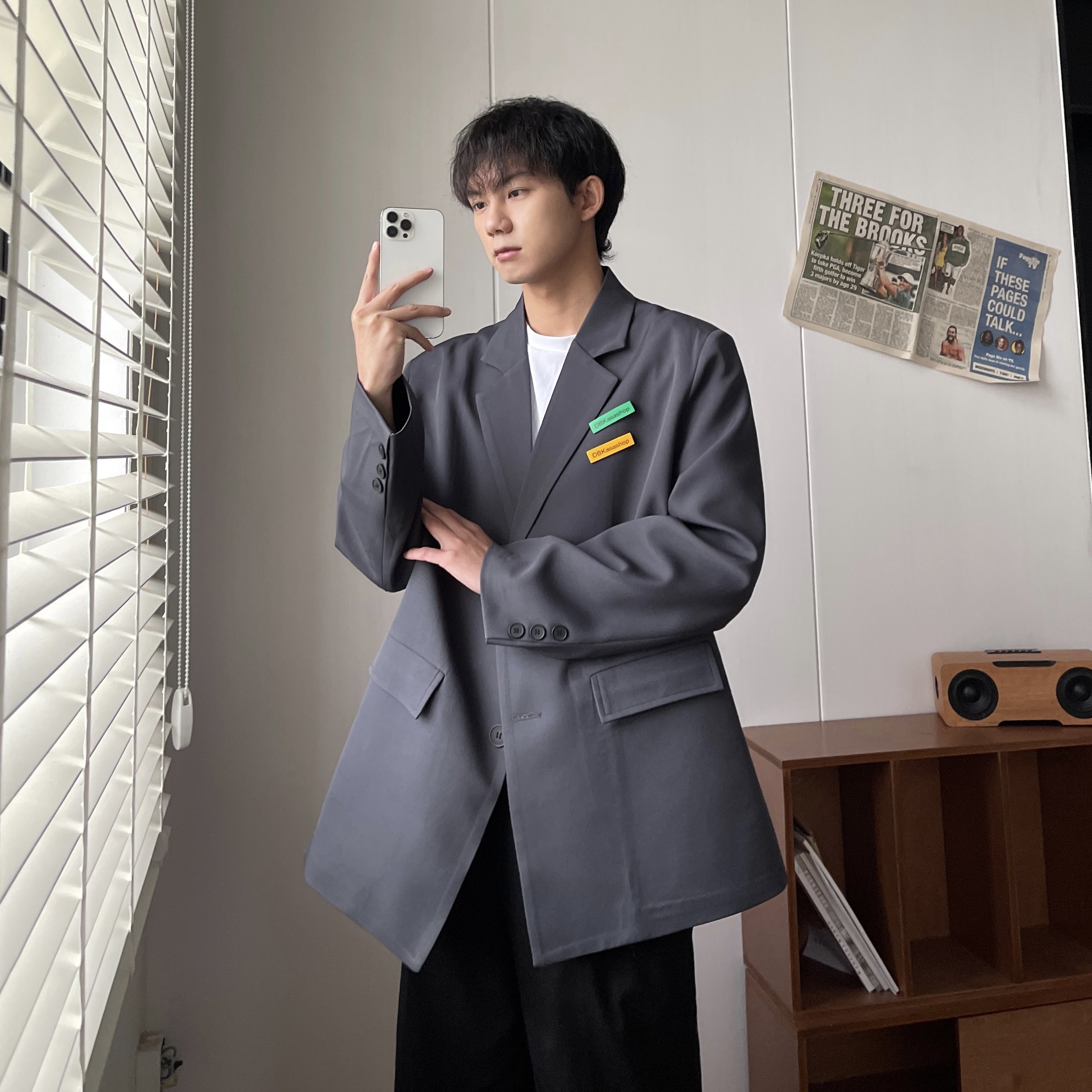 男装dk休闲西服男上衣韩版潮流宽松oversize小西装外套XF132-P95,男装西服套装,电商A152