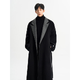 直播加厚毛呢大衣男韩版宽松双排扣中长款风衣F855-P138，男装风衣，电商A152