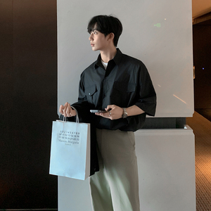 现货直播款 夏季男士短袖衬衫韩版港风大码衬衣免烫CS203-P48控68图片