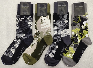 【Rola罗拉六】法国进口花卉猫咪老虎豹兔子四季中筒95.2%棉袜子