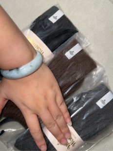 土星西太后双针布标厚款棉+羊毛羊绒中高筒袜子