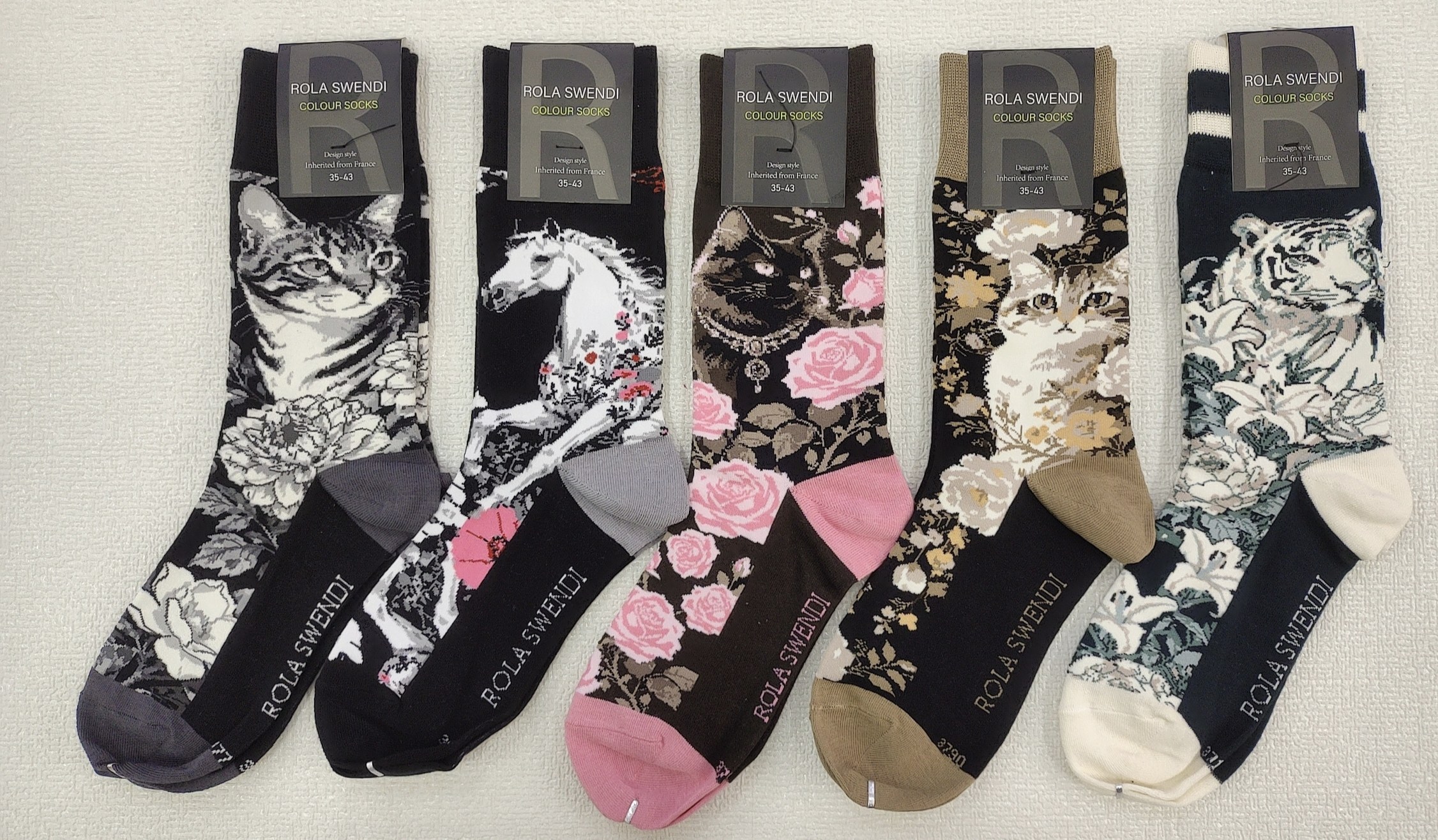 【Rola罗拉七】法国进口花卉猫咪老虎豹兔子四季中筒95.2%棉袜子,女士内衣/男士内衣/家居服,中筒袜,淘宝优惠券,粉丝福利购,淘宝优惠卷