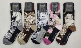 【Rola罗拉一】法国进口花卉猫咪老虎豹兔子四季中筒95.2%棉袜子