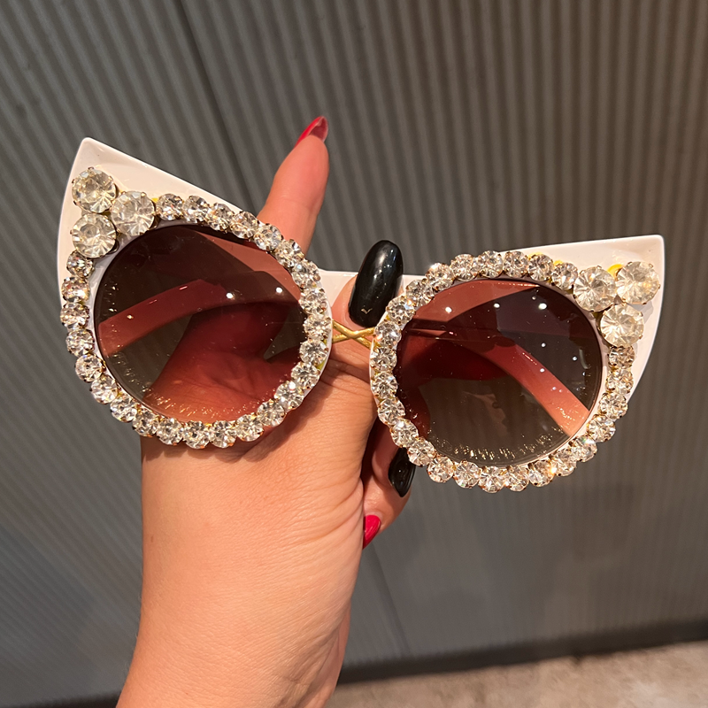 韩版复古尖角性感猫眼太阳镜女时尚个性镶钻遮阳墨镜聚会出行眼镜