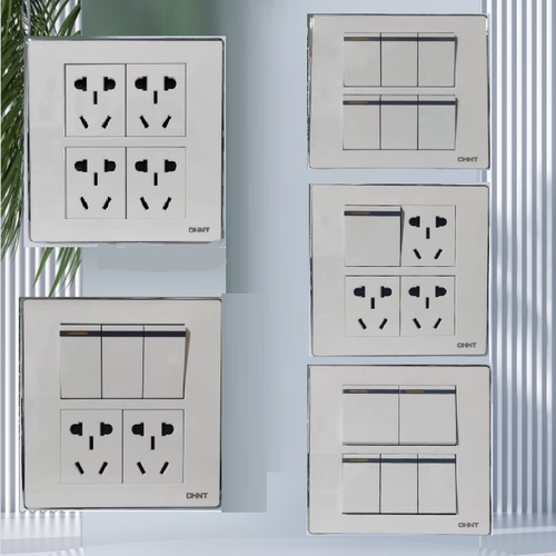 正泰开关插座118/120型5F白色幻银五孔二十孔三四五六开双控开关