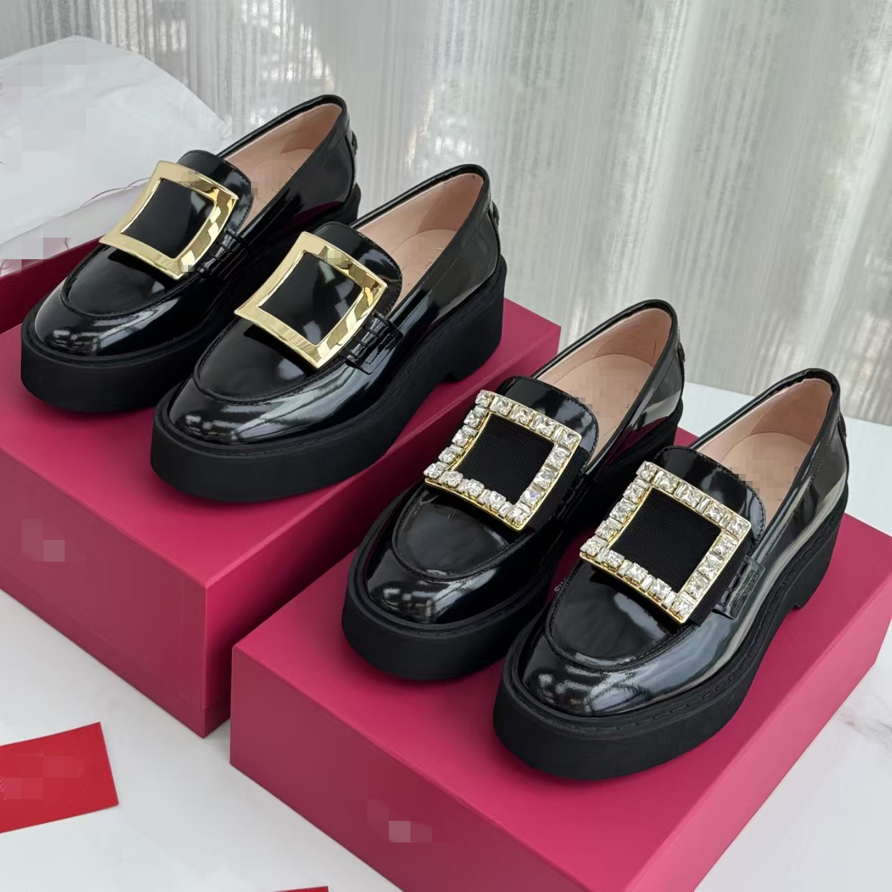 方扣乐福鞋厚底一脚蹬英伦风小皮