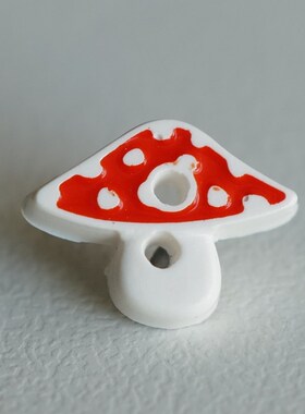 12mm一颗价英国Textile Garden白色红蘑菇森系童趣线衫衬衣纽扣
