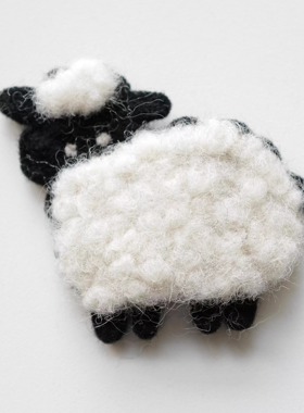 一枚价 85mmx75mm德国Jim羊毛毡白羊黑脸羊造型布贴不含胶