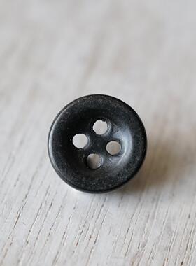 11mm多一颗价德国JIM立体感中心微凹哑光黑色金属纽扣