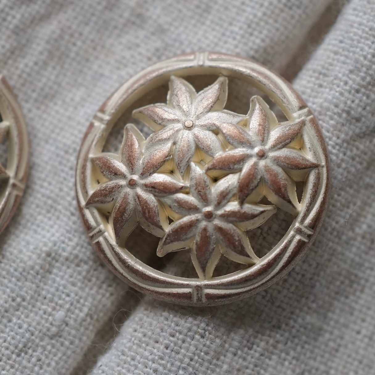 镂空雪绒花图样玫瑰金纽扣