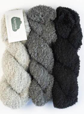 黑色 KREMKE SOUL WOOL Alpaka Bouclé超细纤维羊驼毛圈圈线