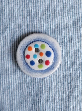 15mm一颗价英国Stockwell光亮浅蓝边彩虹糖霜饼干华纳陶瓷纽扣