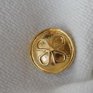 22mm不到一颗价 德国VINTAGE五六十年代四个花瓣纹理金色金属纽扣
