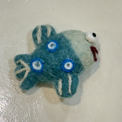 德国JIM松石蓝开心笑脸鱼羊毛毡