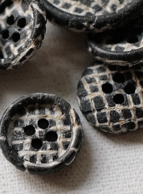 25mm15mm一颗价格英国Textile Garden深黑灰滚边纹理破碎感纽扣