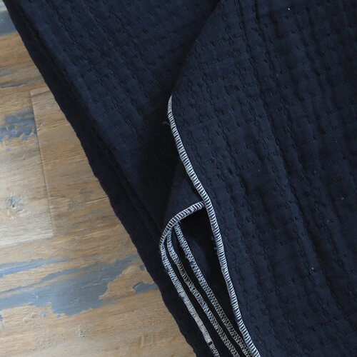 海军蓝多层棉平针提花棉布