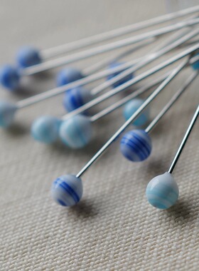 日本广岛Tulip渲染浅蓝色系糖果缝纫固定布片珠针20枚0.5mmx35mm