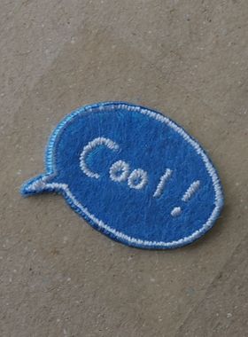 蓝色底COOL! 字样1枚价日本横田刺绣布贴可直接粘贴或加热贴布