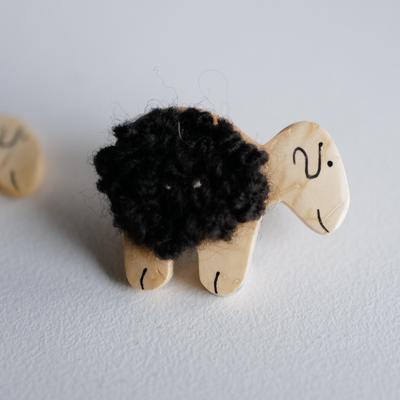 椰壳材质羊毛穿线小羊造型纽扣
