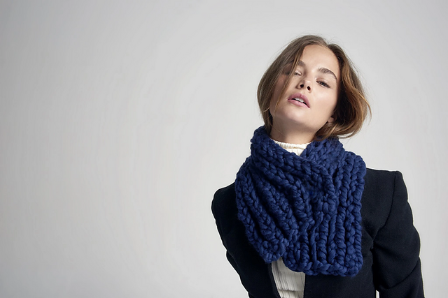 渔夫罗纹纽扣暖脖DIY编织材料包