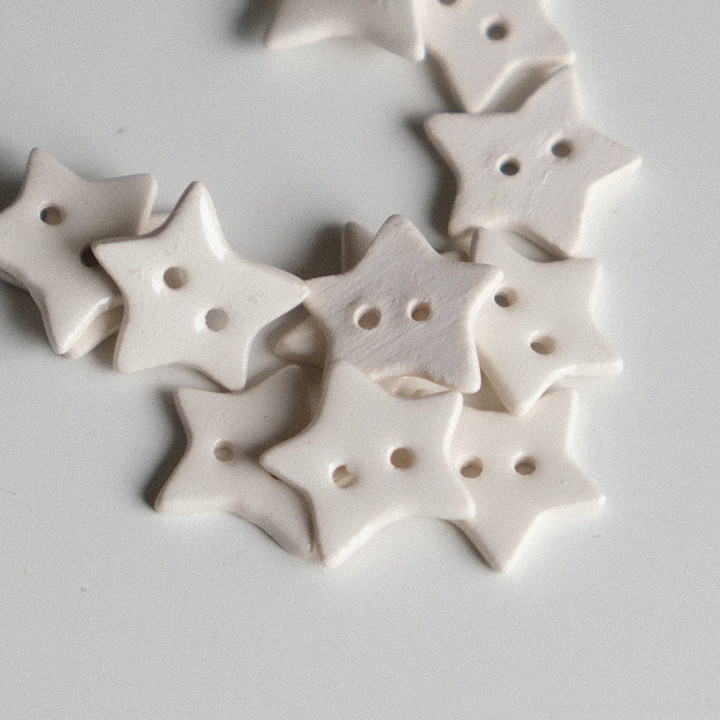 14mm一颗价英国Stockwell光亮白色迷你星星造型手工陶瓷纽扣