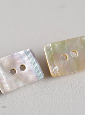 16mmx12mm一颗价英国Textile Garden两侧镭射纹理长方形贝壳纽扣