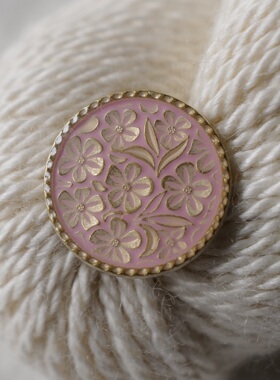 20mm不到一点 一颗价德国JIM金属底座环氧树脂玫瑰粉金色纹理纽扣