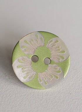 20mm一颗价英国Textile Garden写意角堇类绿花朵贝壳纽扣