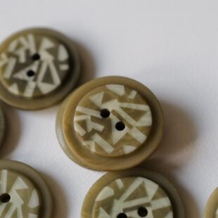 23mm一颗价格英国Textile Garden象牙棕榈咸菜绿白色花纹纽扣