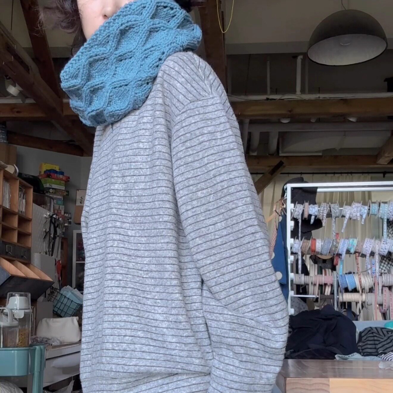 非成品 不含工具 零基础无需麻花针的绞花围脖DIY编织材料包