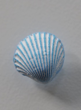 15mm一颗价英国Textile Garden浅蓝底白线条立体贝壳造型纽扣