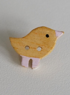 14mm宽10mm高1颗价德国JIM可爱木制粉色喙和爪小鸡菲利佩造型纽扣