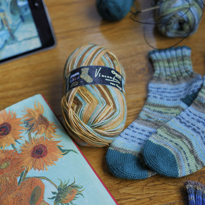 Opal 梵高系列 进口袜子线 手工编织段染名画系列 送袜子图解