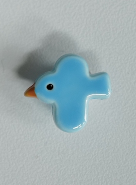 11mm高一颗价英国Textile Garden光亮冷调粉松石蓝色飞鸟造型纽扣