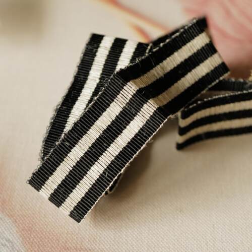 黑色亚麻色条纹罗缎织带