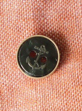 绝版12mm一颗价英国Textile GardenABS包边黑色贝壳船锚图案纽扣