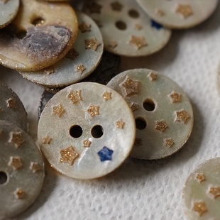 12mm 一颗价格英国Textile Garden 满天星星意境贝壳纽扣