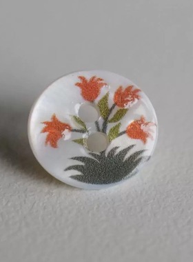 12mm一颗价英国Textile Garden水光亮泽红色花朵贝壳纽扣