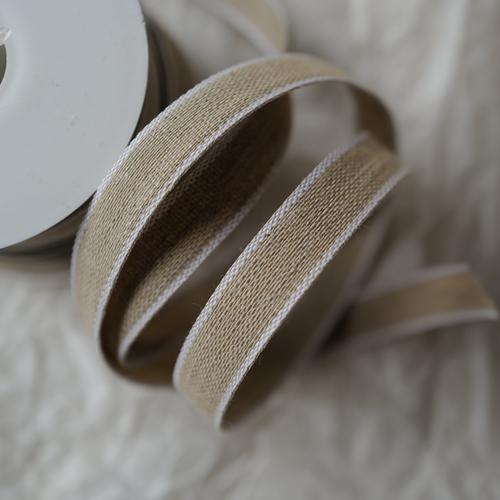有机亚麻自然色白边织带