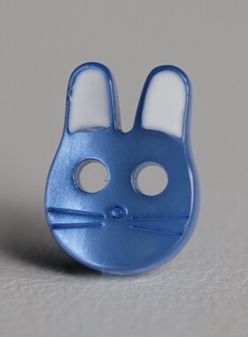 12mm×9mm一颗价英国 Textile Garden珍珠光感蓝色兔子纽扣耳朵白