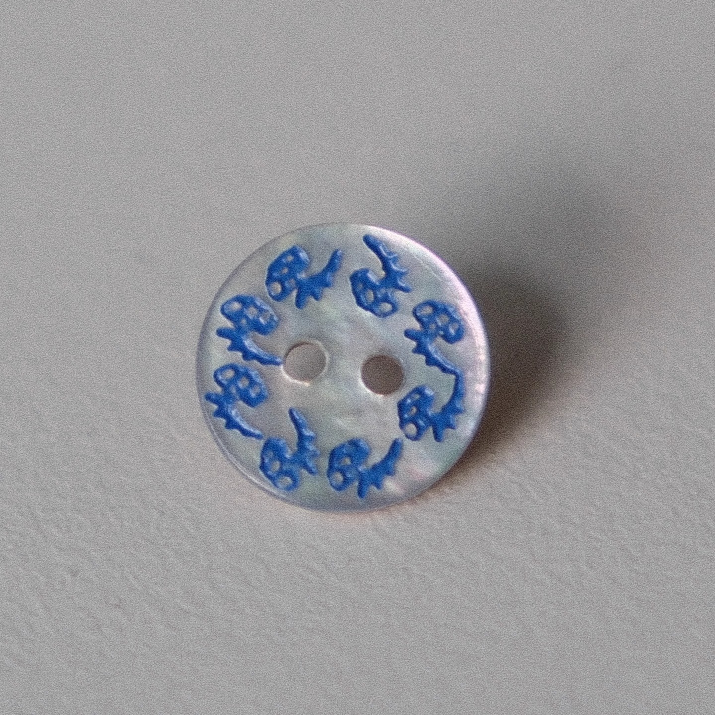 蓝色花样纹理薄款服饰贝壳纽扣